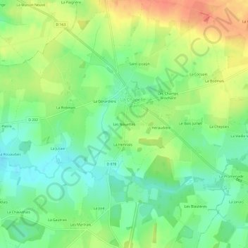 Carte topographique Les Nouettes, altitude, relief