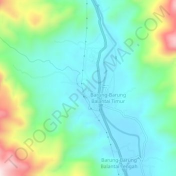 Carte topographique Barung-Barung Balantai, altitude, relief