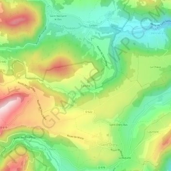 Carte topographique Conche, altitude, relief