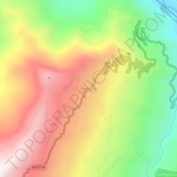 Carte topographique Pedong, altitude, relief
