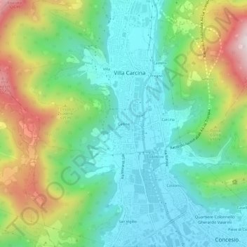 Carte topographique Cailina, altitude, relief