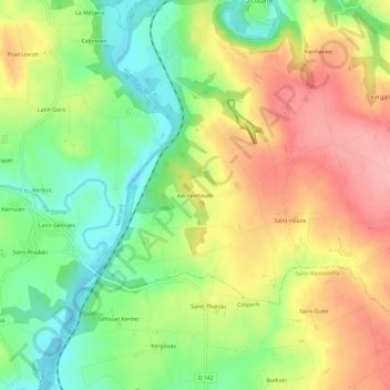 Carte topographique Kermorheven, altitude, relief