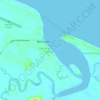 Carte topographique Kampung Tanah Hitam, altitude, relief