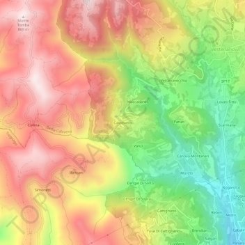 Carte topographique Castelvero, altitude, relief