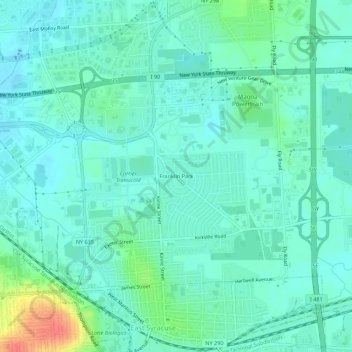 Carte topographique Franklin Park, altitude, relief