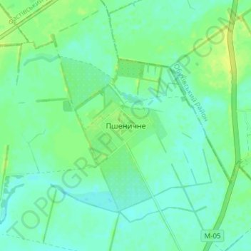 Carte topographique Pshenychne, altitude, relief