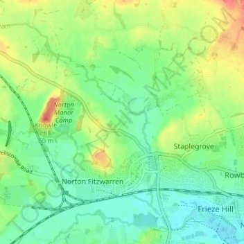 Carte topographique Langford, altitude, relief