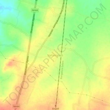 Carte topographique Nallampalli, altitude, relief