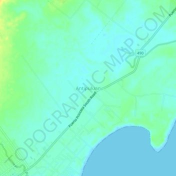 Carte topographique Antipuluan, altitude, relief