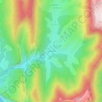 Carte topographique Les Arbots, altitude, relief