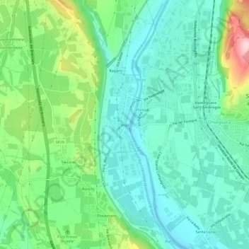 Carte topographique Sega, altitude, relief