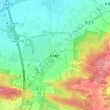 Carte topographique Engter, altitude, relief