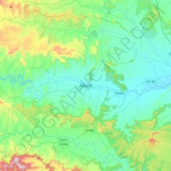 Carte topographique Akole, altitude, relief