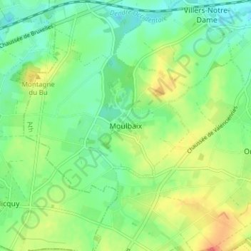 Carte topographique Moulbaix, altitude, relief