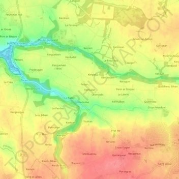 Carte topographique Kerbuliat, altitude, relief