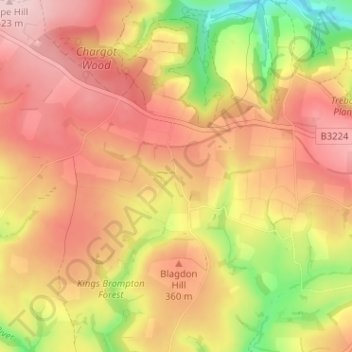 Carte topographique Gupworthy, altitude, relief