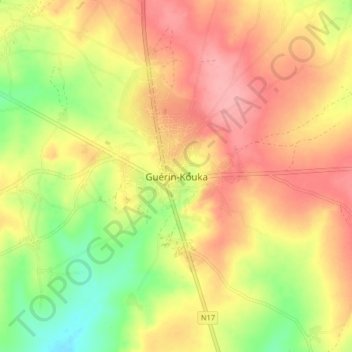 Carte topographique Guérin-Kouka, altitude, relief
