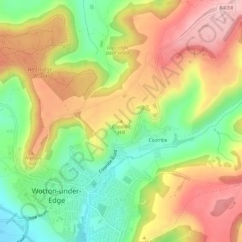 Carte topographique Coombe Hill, altitude, relief