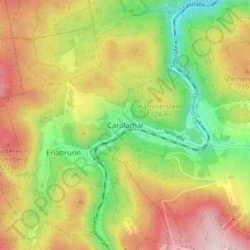 Carte topographique Carolathal, altitude, relief
