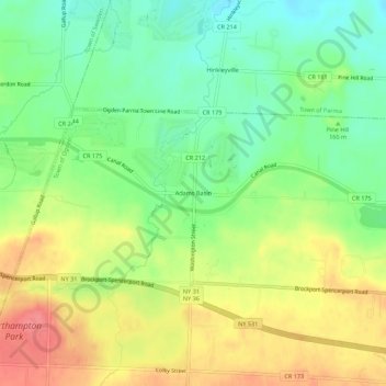 Carte topographique Adams Basin, altitude, relief
