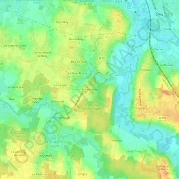 Carte topographique Montbrillant, altitude, relief
