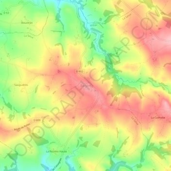 Carte topographique Bégon, altitude, relief