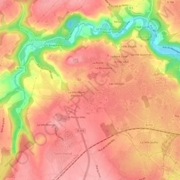 Carte topographique Bien-Assis, altitude, relief