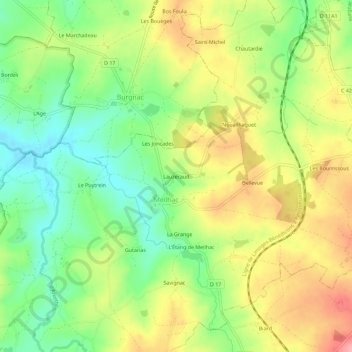 Carte topographique Lauzeraud, altitude, relief