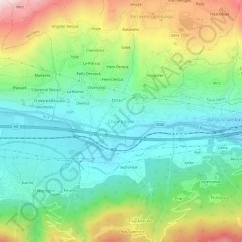 Carte topographique Champagne, altitude, relief