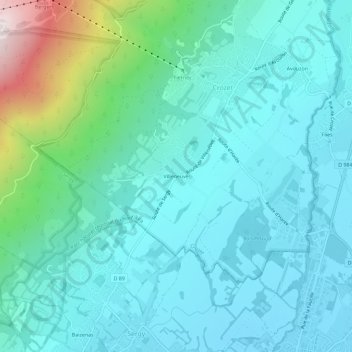 Carte topographique Villeneuve, altitude, relief