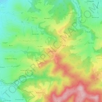 Carte topographique Gschnaidt, altitude, relief