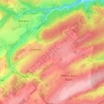 Carte topographique Hestreux, altitude, relief