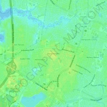 Carte topographique Haven Heights, altitude, relief