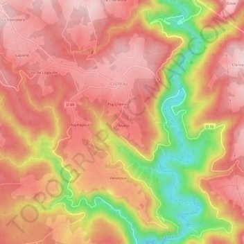 Carte topographique Saumon, altitude, relief