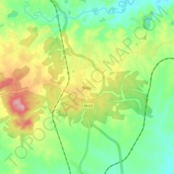 Carte topographique Kuju, altitude, relief