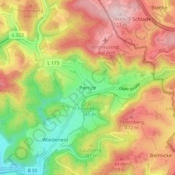 Carte topographique Pernze, altitude, relief
