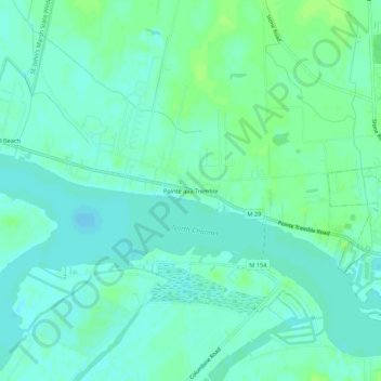 Carte topographique Pointe aux Tremble, altitude, relief