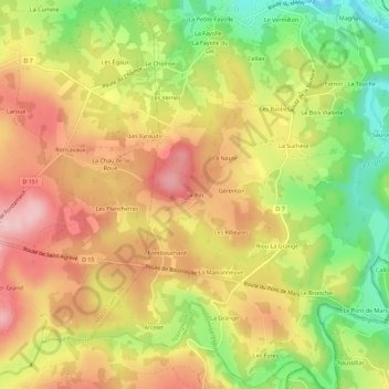 Carte topographique Le Pin, altitude, relief