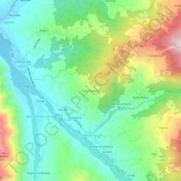 Carte topographique Casa Soprana, altitude, relief