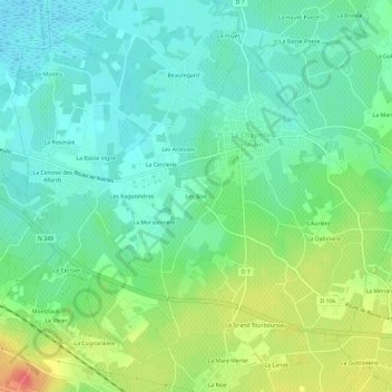 Carte topographique Les Bois, altitude, relief