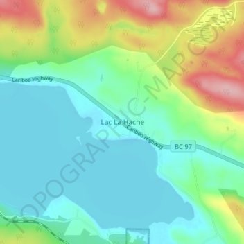 Carte topographique Lac La Hache, altitude, relief