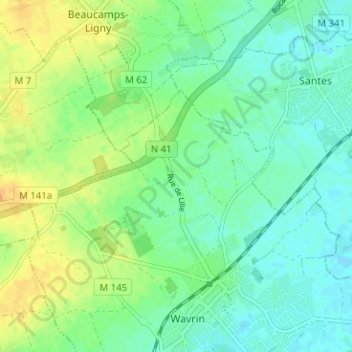 Carte topographique Quinquibus, altitude, relief