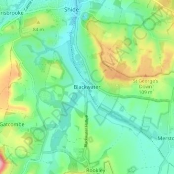 Carte topographique Blackwater, altitude, relief