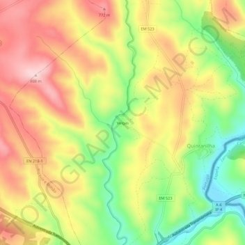 Carte topographique Veigas, altitude, relief