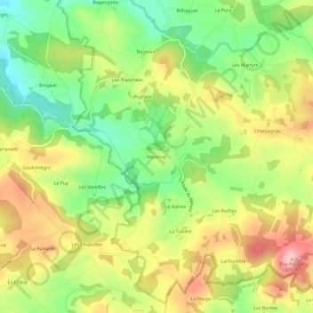 Carte topographique Mauloup, altitude, relief