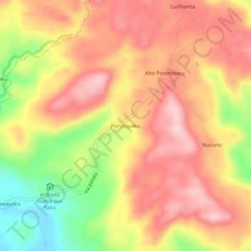 Carte topographique Porotoyaku, altitude, relief