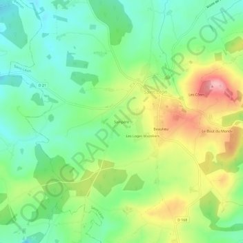 Carte topographique Sampère, altitude, relief
