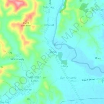 Carte topographique Bancal, altitude, relief