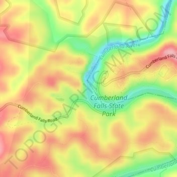 Carte topographique Cumberland Falls, altitude, relief
