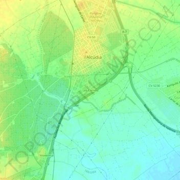 Carte topographique Les Comes, altitude, relief